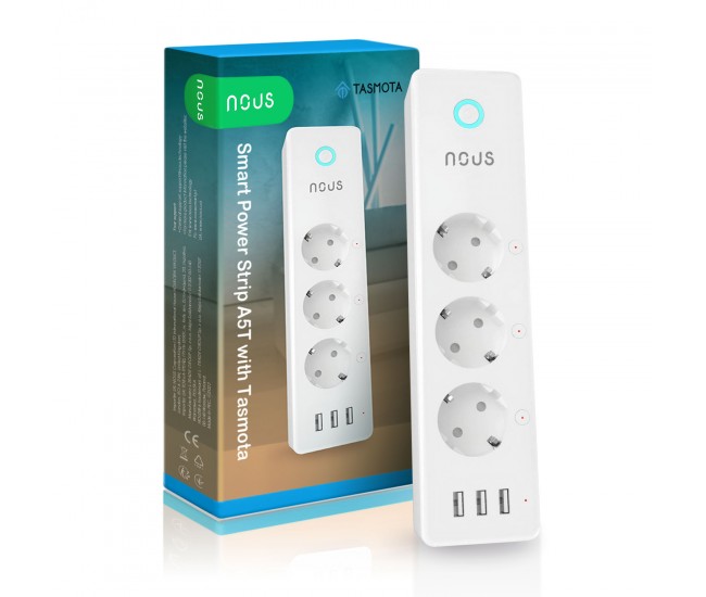 Prelungitor Smart Nous A5T, Wifi, 15A, Tasmota Prelungitor Smart Nous A5T, Wifi, 15A, Tasmota