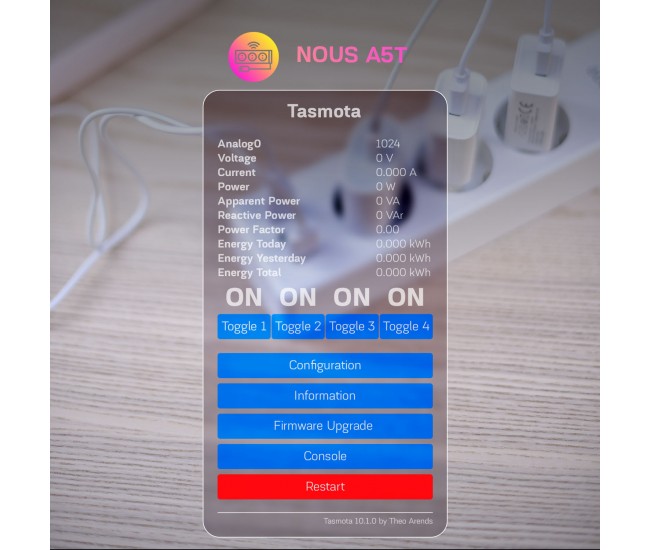 Prelungitor Smart Nous A5T, Wifi, 15A, Tasmota Prelungitor Smart Nous A5T, Wifi, 15A, Tasmota