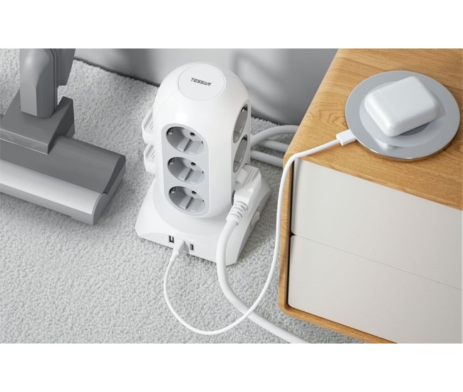 Prelungitor tip Turn Tessan TPS02-DE-C, 12 prize, 2XUSB 3A, 1XUSB-C, cablu 2m