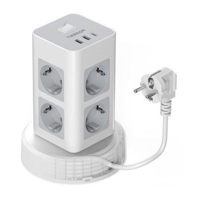 Prelungitor tip Turn Tessan TPS03RX-DE-C, 8 prize, 2X USB A, 1X USB-C, 3A, 3600W, cablu 2m