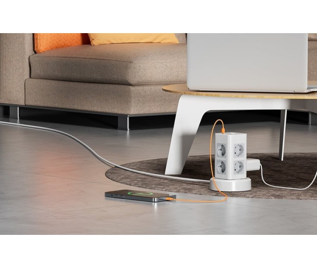 Prelungitor tip Turn Tessan TPS03RX-DE-C, 8 prize, 2X USB A, 1X USB-C, 3A, 3600W, cablu 2m