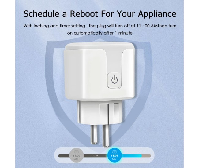 Priza inteligenta Rovo CZ04 WiFi, 20A, Monitorizare energie, Alexa, Google Assistant