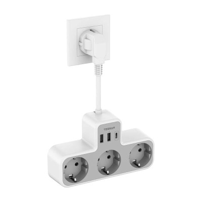 Priza Multipla Tessan TS-323X-C, Cablu 15m, 3 Prize, 1 port USB-C, 2 Porturi USB, 240 V, Alb ,2500W 10A Priza Multipla Tessan TS-323X-C, Cablu 15m, 3 Prize, 1 port USB-C, 2 Porturi USB, 240 V, Alb ,2500W 10A