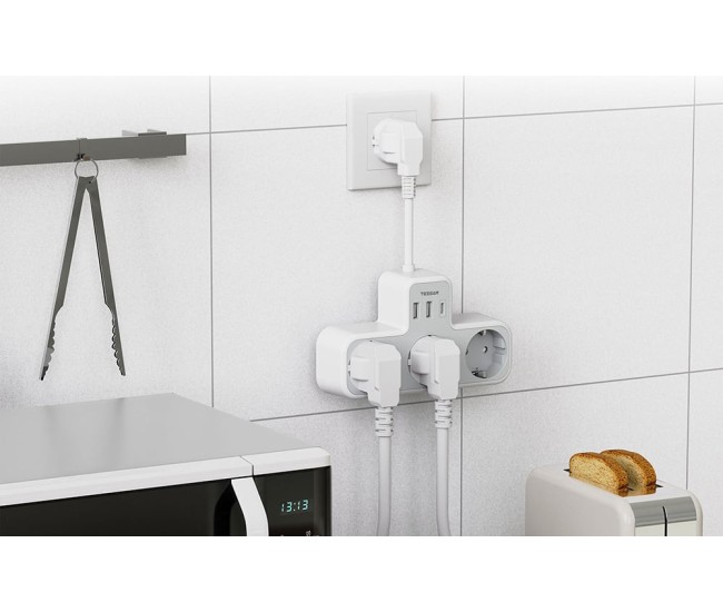 Priza Multipla Tessan TS-323X-C, Cablu 15m, 3 Prize, 1 port USB-C, 2 Porturi USB, 240 V, Alb ,2500W 10A Priza Multipla Tessan TS-323X-C, Cablu 15m, 3 Prize, 1 port USB-C, 2 Porturi USB, 240 V, Alb ,2500W 10A