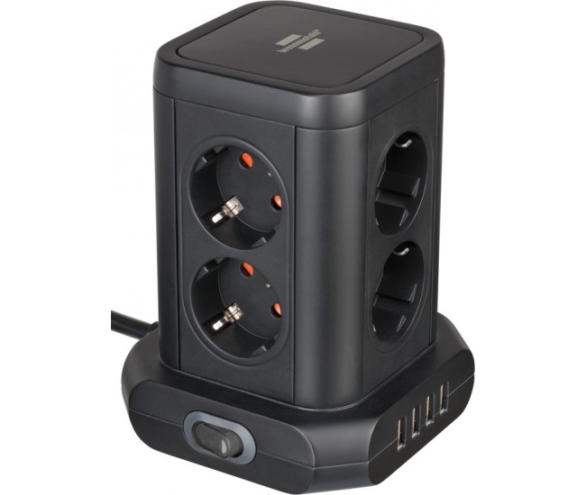 Prelungitor tip turn Brennenstuhl, 8 prize, 4 USB, cablu 2m, pozitionare prize 45 Prelungitor tip turn Brennenstuhl, 8 prize, 4 USB, cablu 2m, pozitionare prize 45
