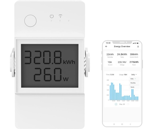Releu inteligent WiFi Sonoff POW Elite R3 POWR316D, 16A afisaj LCD Releu inteligent WiFi Sonoff POW Elite R3 POWR316D, 16A afisaj LCD