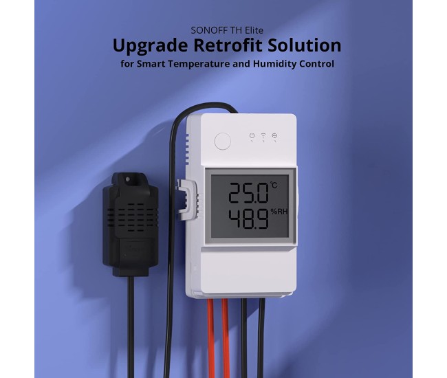 Releu inteligent Wi-Fi Sonoff THR320D, 20A, Temperatura  umiditate, Monitor LCD Releu inteligent Wi-Fi Sonoff THR320D, 20A, Temperatura  umiditate, Monitor LCD