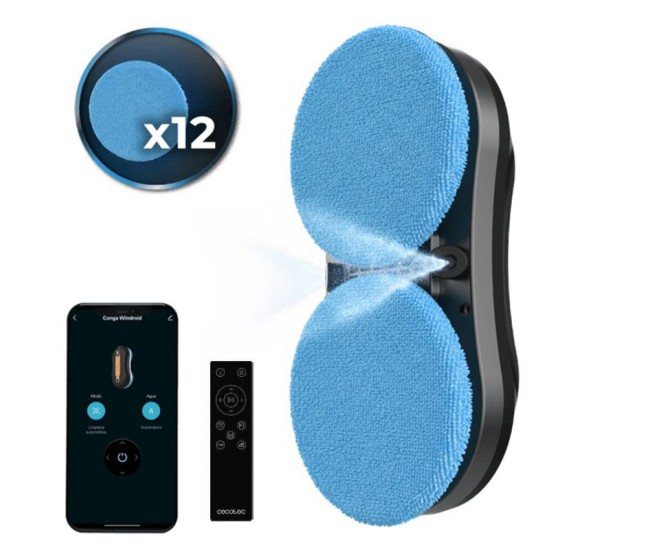 Robot curatare geamuri cu pulverizator Cecotec Windroid W10 DoubleSpray, 3 in 1, 4 moduri, Control telecomanda si aplicatie, 12 mopuri incluse Robot curatare geamuri cu pulverizator Cecotec Windroid W10 DoubleSpray, 3 in 1, 4 moduri, Control telecomanda si aplicatie, 12 mopuri incluse