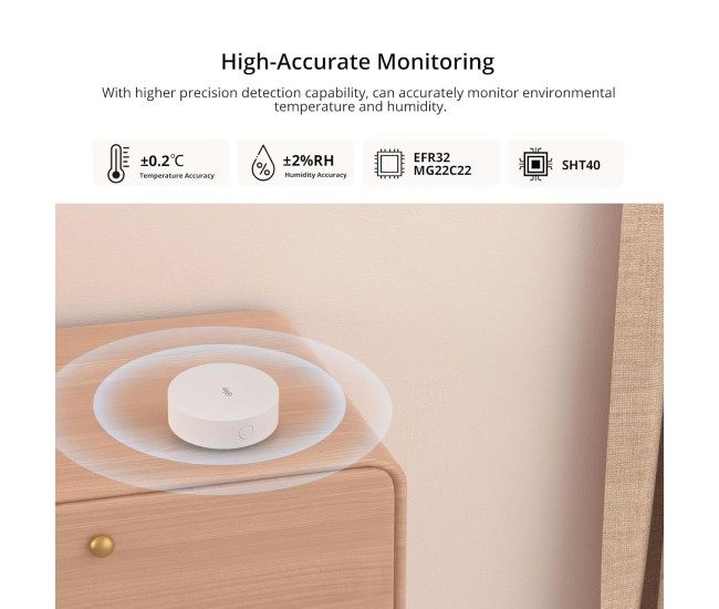 Senzor inteligent de temperatura si umiditate Zigbee Sonoff SNZB-02P (rotund) Senzor inteligent de temperatura si umiditate Zigbee Sonoff SNZB-02P (rotund)
