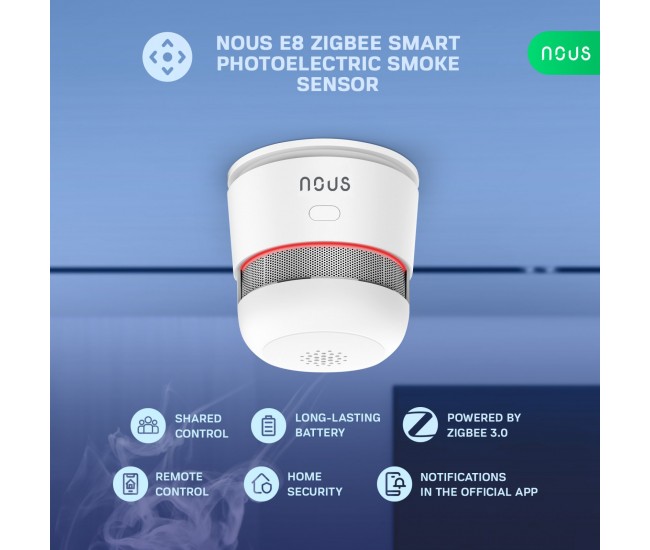 Senzor Smart de Fum Nous E8, Zigbee Senzor Smart de Fum Nous E8, Zigbee
