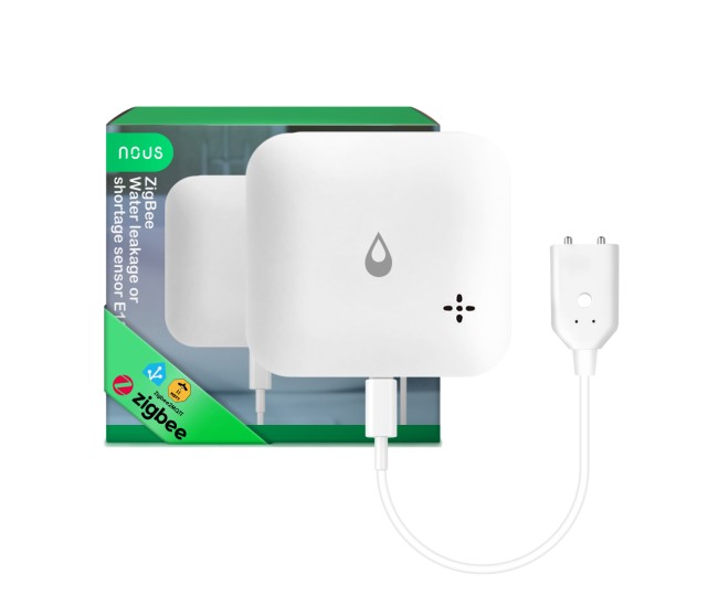 Senzor smart NOUS E13, Zigbee 3.0, detectie scurgeri si lipsa apa, alarma locala, notificari mobile, IP66, alimentare baterii