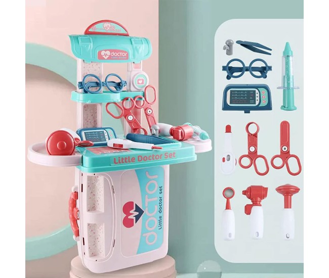 Set de joaca doctor Rovo 975, 3 in 1, trusa de doctor, 20 piese