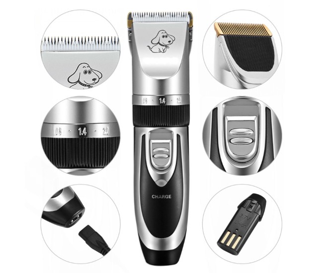 Set Masina Profesionala de Tuns Caini, Pisici sau Alte Animale, Rovo T3, fara fir, Titan Ceramica, foarfece incluse Set Masina Profesionala de Tuns Caini, Pisici sau Alte Animale, Rovo T3, fara fir, Titan Ceramica, foarfece incluse