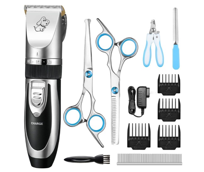 Set Masina Profesionala de Tuns Caini, Pisici sau Alte Animale, Rovo T3, fara fir, Titan Ceramica, foarfece incluse Set Masina Profesionala de Tuns Caini, Pisici sau Alte Animale, Rovo T3, fara fir, Titan Ceramica, foarfece incluse