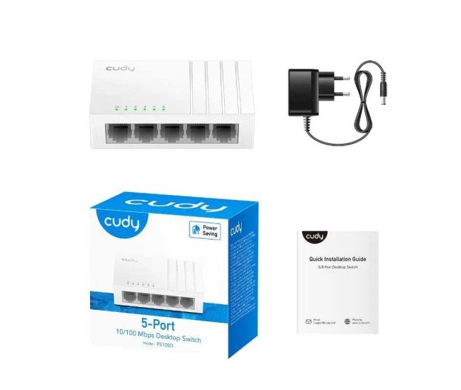 Switch Desktop 5 porturi 10/100Mbps Cudy FS105D Switch Desktop 5 porturi 10/100Mbps Cudy FS105D