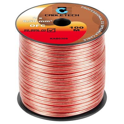 Cablu difuzor OFC cupru 2x0.5mm transparent 1m Cabletech KAB0309 Cablu difuzor OFC cupru 2x0.5mm transparent 1m Cabletech KAB0309