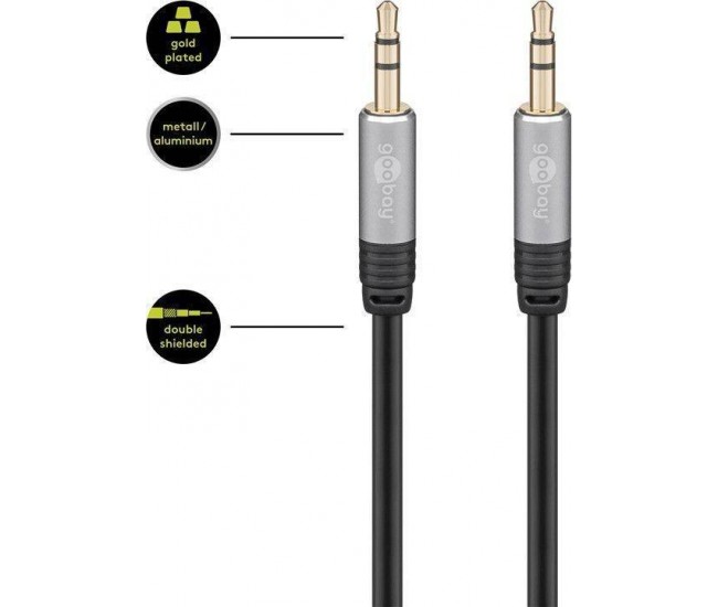 Cablu audio jack stereo 3.5 mm tata - 3.5 mm tata dublu ecranat 3m Goobay Plus Cablu audio jack stereo 3.5 mm tata - 3.5 mm tata dublu ecranat 3m Goobay Plus