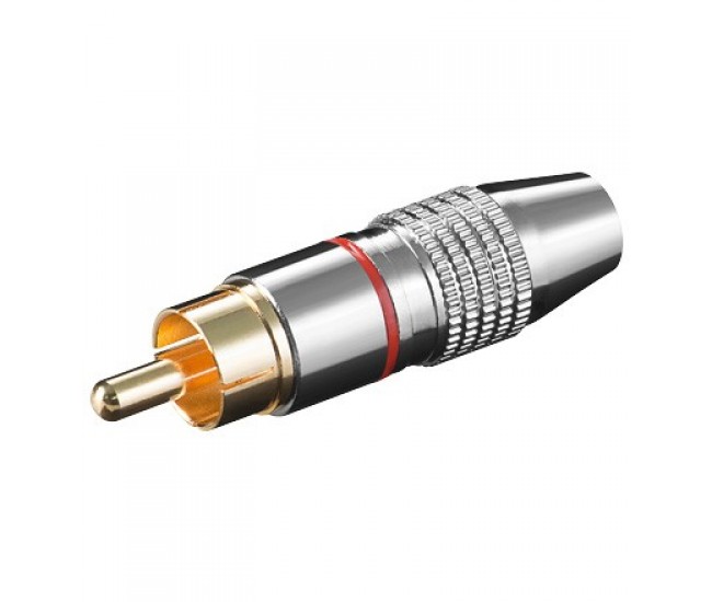 Mufa RCA tata inel rosu metal aurit Goobay Mufa RCA tata inel rosu metal aurit Goobay