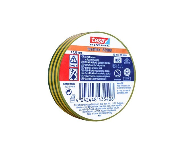 Banda 10m izolatoare TESAFLEX galben/verde Banda 10m izolatoare TESAFLEX galben/verde