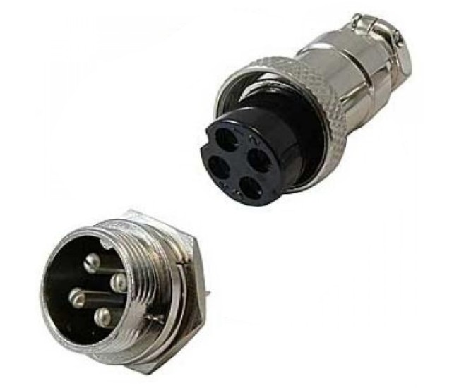Conector MICROFON MARE 4 Pini set Mama+Tata 20 mm