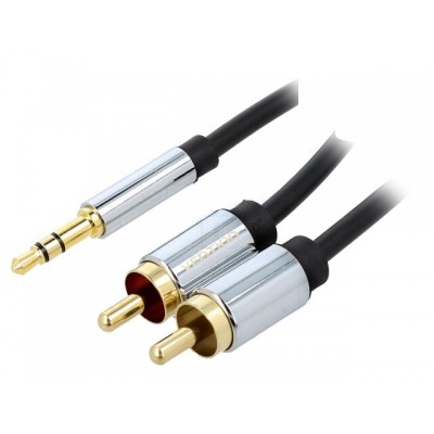 Cablu audio Jack 3.5 mm - 2x RCA 1m ecanat aurit VENTION BCFBF Cablu audio Jack 3.5 mm - 2x RCA 1m ecanat aurit VENTION BCFBF