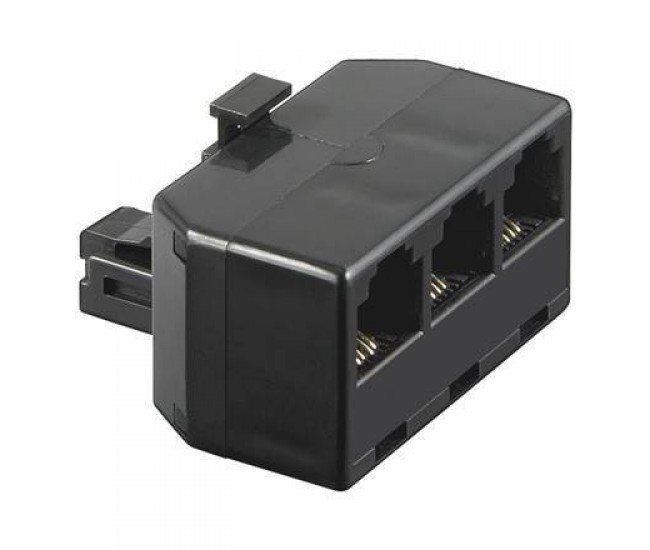 Adaptor RJ11 tata la 3x RJ11 mama negru Goobay Adaptor RJ11 tata la 3x RJ11 mama negru Goobay