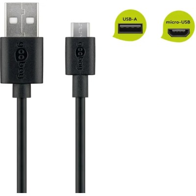 Cablu USB A tata - micro USB B tata 1m Goobay 46800