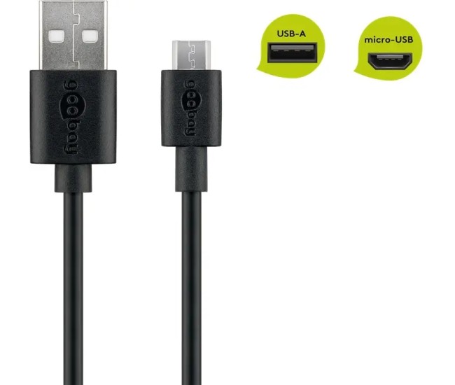 Cablu USB A tata - micro USB B tata 1m Goobay 46800 Cablu USB A tata - micro USB B tata 1m Goobay 46800