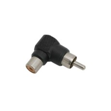 Adaptor la 90 grade RCA tata - RCA mama plastic negru