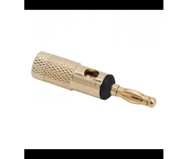 Mufa banana aurita tata pentru cablu max 4mm inel negru Mufa banana aurita tata pentru cablu max 4mm inel negru