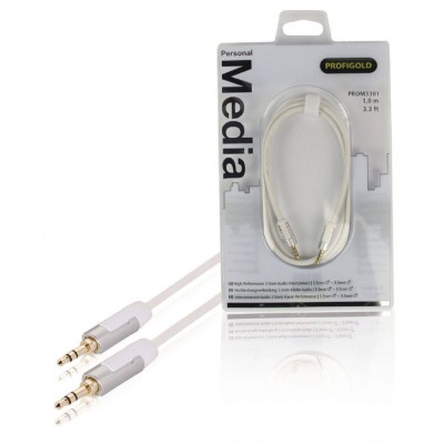Cablu audio stereo Jack 3.5 mm tata - 3.5 mm tata 1m OFC alb Profigold