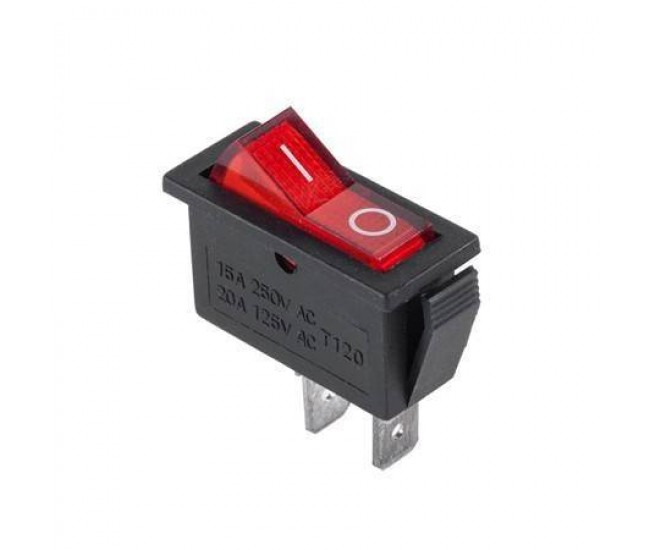 Intrerupator RS-101 2 pini ON-OFF rosu 250V 15A cu retinere