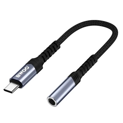 Adaptor audio USB-C tata - JACK 3.5 mm mama 10cm negru BWOO BO-BZ47