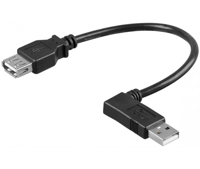Cablu prelungitor USB 2.0 HI-SPEED 15cm USB A tata 90 grade stanga la USB A mama drept Goobay Cablu prelungitor USB 2.0 HI-SPEED 15cm USB A tata 90 grade stanga la USB A mama drept Goobay