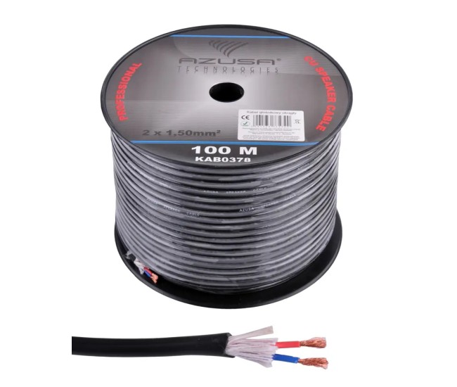 Cablu difuzor Profesional 10m rotund izolat 2x1.5mm Cupru + fire bumbac 7.2mm AZUSA KAB0378-10