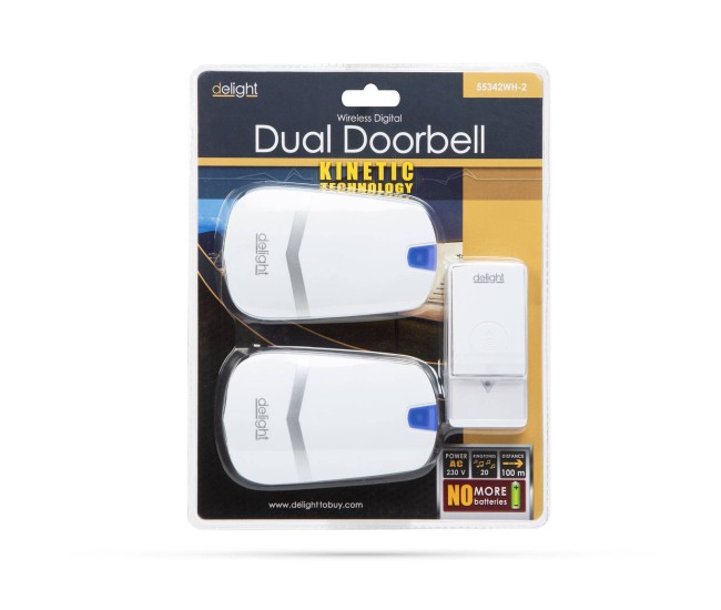 Sonerie digitala fara fir si fara baterie alba cu 2 unitati de receptie Kinetic delight Sonerie digitala fara fir si fara baterie alba cu 2 unitati de receptie Kinetic delight