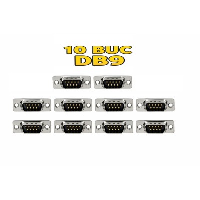 Set 10 conectori SERIAL tata D-Sub 9 pini lipire pe cablu 5A CONNFLY DS1033-09MUNSISS-10 Set 10 conectori SERIAL tata D-Sub 9 pini lipire pe cablu 5A CONNFLY DS1033-09MUNSISS-10