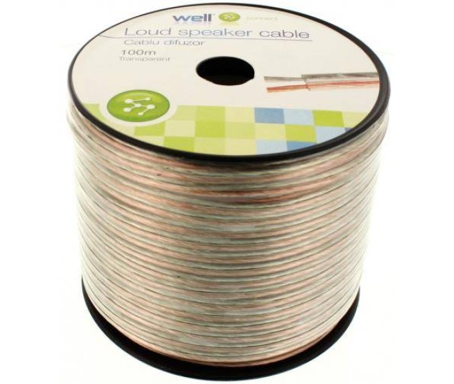 Cablu difuzor transparent 2x1.5mm CCA Well LSP-CCA1.50TT-100-WL