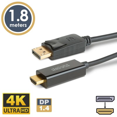 Cablu DisplayPort v1.4 la HDMI 4K HDR 1.8m delight 20334 Cablu DisplayPort v1.4 la HDMI 4K HDR 1.8m delight 20334