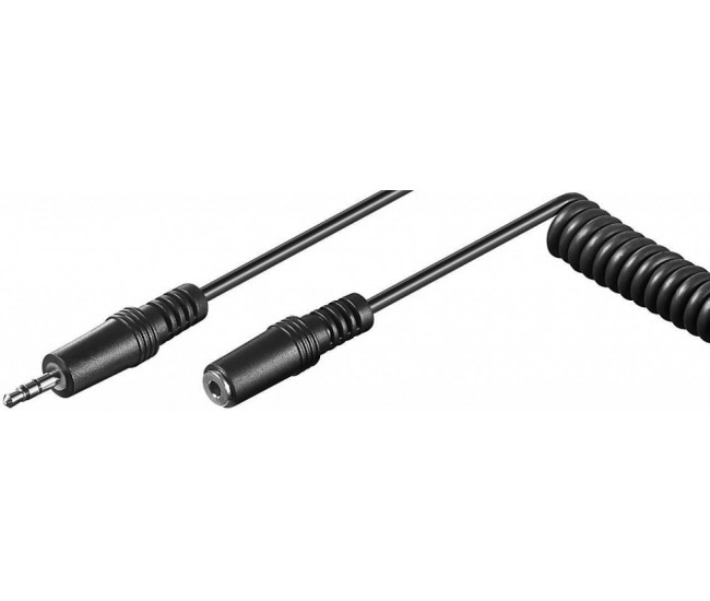 Cablu audio spiralat Jack 3.5 mm stereo tata - 3.5 mm stereo mama ecranare 48 fire 5m Goobay Cablu audio spiralat Jack 3.5 mm stereo tata - 3.5 mm stereo mama ecranare 48 fire 5m Goobay