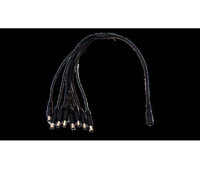 Cablu adaptor cu mufa DC 2.1x5.5 mm 1x mama la 8x tata pentru camere supraveghere Cablu adaptor cu mufa DC 2.1x5.5 mm 1x mama la 8x tata pentru camere supraveghere