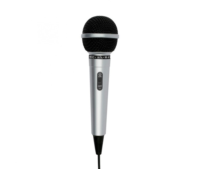 Microfon dinamic polar cardioid de mana argintiu 6.3 mm SAL M 41 Microfon dinamic polar cardioid de mana argintiu 6.3 mm SAL M 41