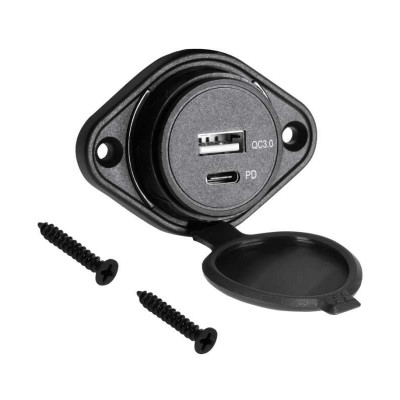 Mufa alimentare auto panou USB QC3.0 18W/ TYPE C QC /PD 18W Peiying PY-CHR0009