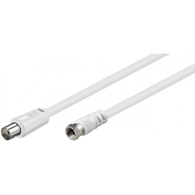 Cablu conexiune antena/ Satelit 2.5m F tata - Coaxial tata alb Goobay