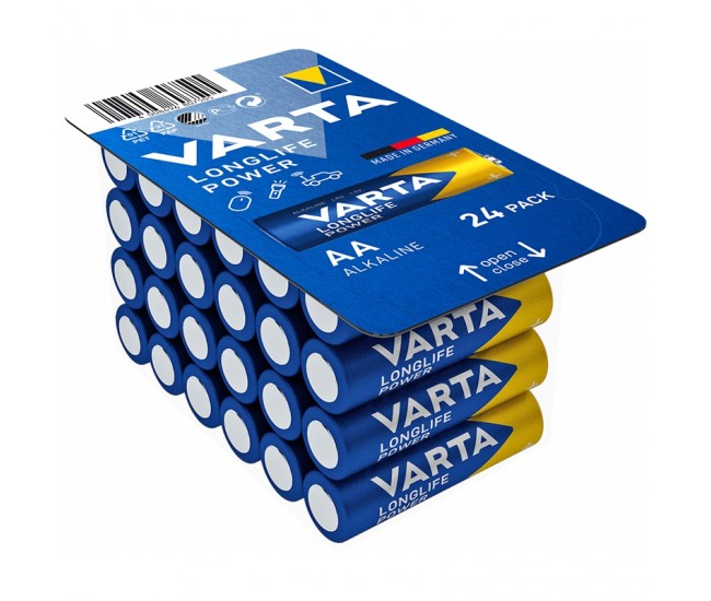 Set 24 baterii VARTA LONGLIFE POWER alcaline AA LR6 1.5V Set 24 baterii VARTA LONGLIFE POWER alcaline AA LR6 1.5V
