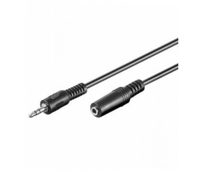 Cablu prelungitor Jack 3.5 mm 5m stereo mama-tata negru Goobay