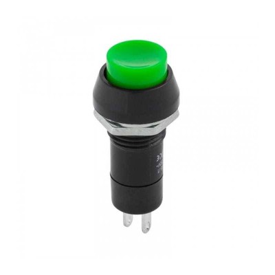 Intrerupator 1A 230VAC PBS 11A ON-OFF verde cu retinere rotund