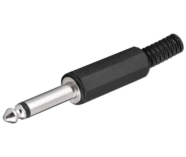 Mufa Jack audio 6.35 mm mono tata din plastic cu protectie pentru cablu Goobay