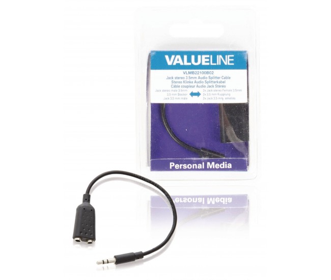 Splitter audio stereo Jack 3.5 mm tata - 2x 3.5 mm mama 0.2m Valueline