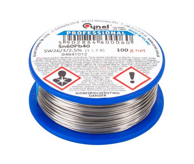 Fludor 0.9mm SN60 PB40 rola 100g CYNEL Fludor 0.9mm SN60 PB40 rola 100g CYNEL
